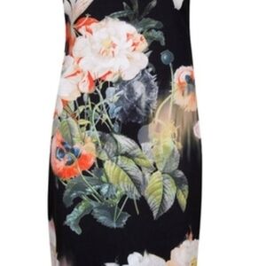 Ted Baker Orange Sheath Midi Dress Sleeveless Cocktail Size 3